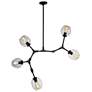 Organic 5-Light Black Metal and Clear Glass Chandelier