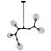 Organic 5-Light Vintage Brass Metal and Clear Glass Chandelier