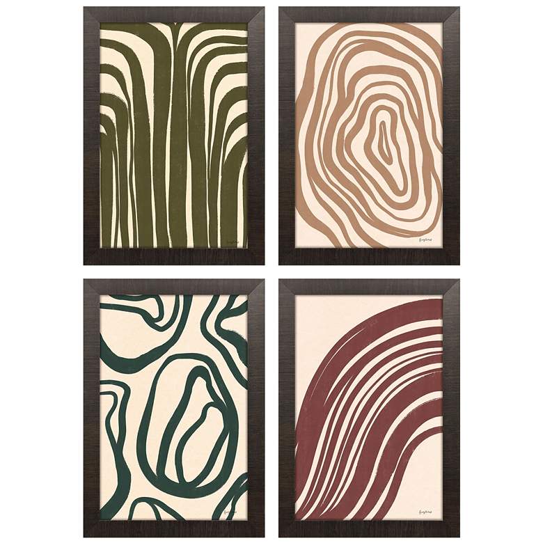 Image 1 Organic Abstracts 12"W x 17"H Non-Glass Framed Wall Art Set of 4