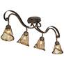Organic Amber Glass 4-Light Ceiling Track Fixture with LED Bulbs Set