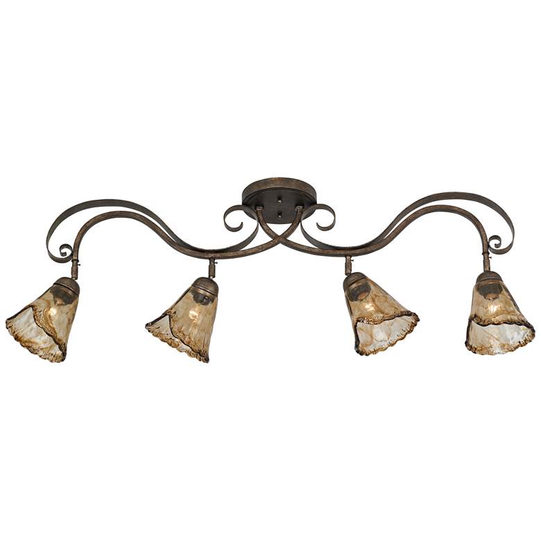 Image 5 Organic Amber Glass 4-Light Ceiling Track Fixture with LED Bulbs Set more views