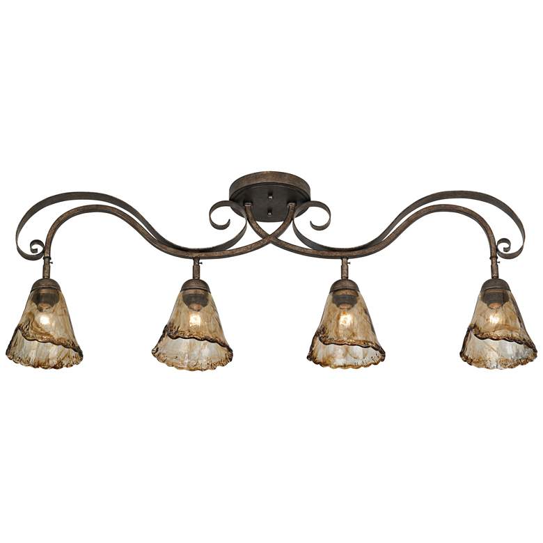 Image 6 Organic Amber Glass 4-Light Ceiling Track Fixture with LED Bulbs Set more views