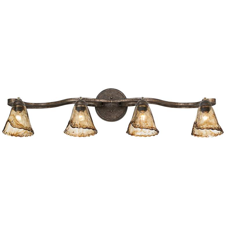 Image 7 Organic Amber Glass 4-Light Ceiling Track Fixture with LED Bulbs Set more views