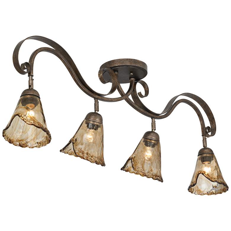 Image 5 Organic Amber Glass 4-Light Ceiling Track Fixture more views