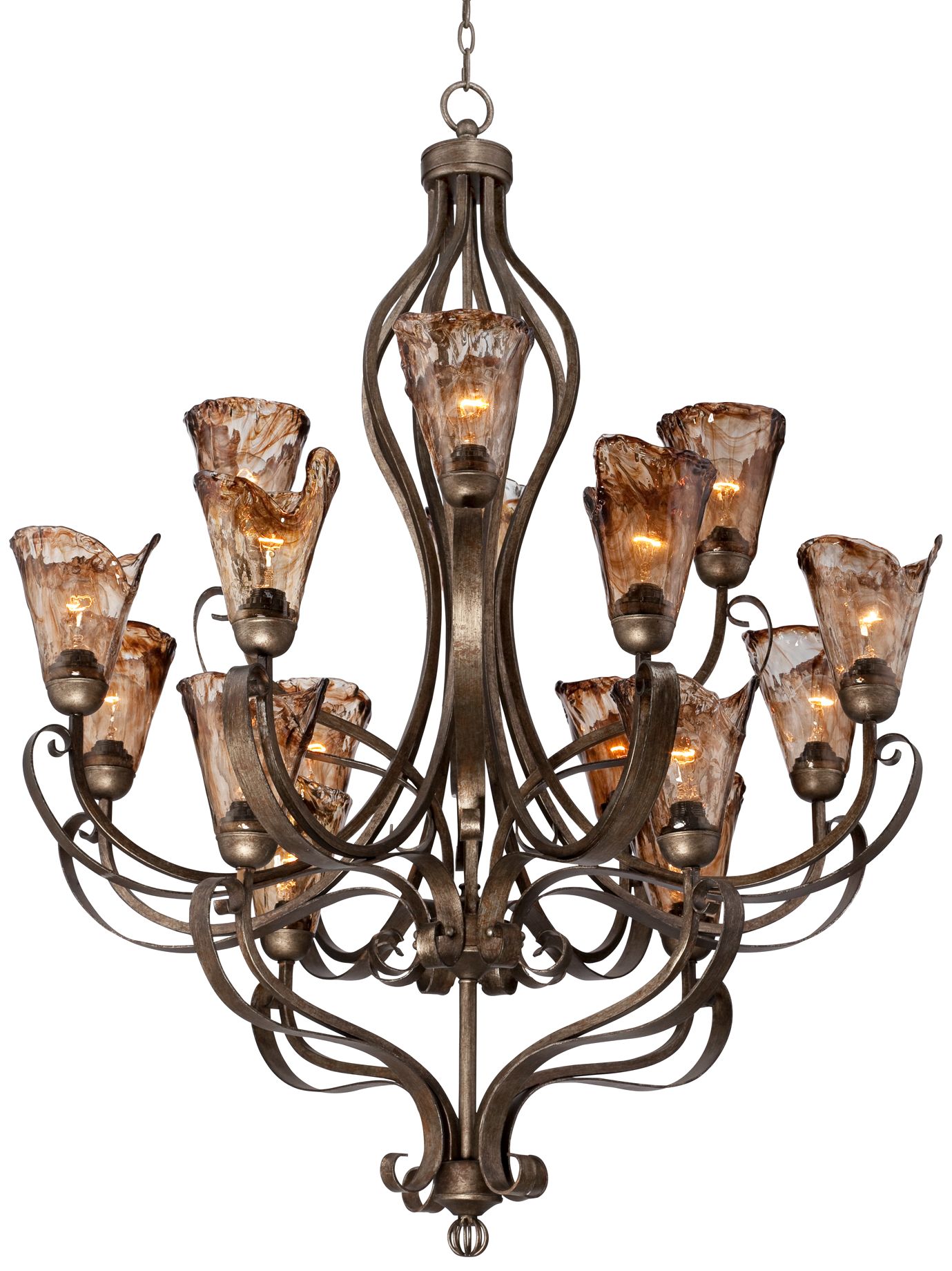 amber scroll chandelier