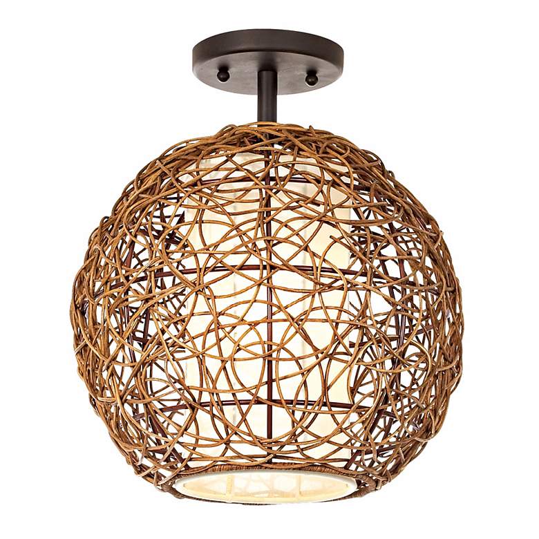 Image 1 Organic Contemporary Rattan Ceiling Fixture