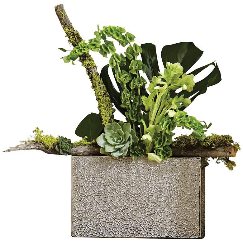 Image 1 Organic Lace 16" Wide Electroplated Silver Textured Vase