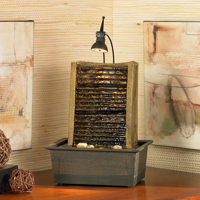 Image 1 Organic Modern 10 1/4" High Lighted Table Fountain