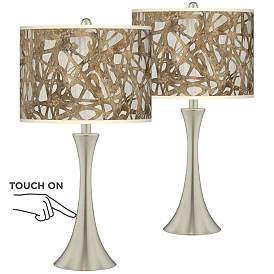 Image1 of Organic Nest Trish Brushed Nickel Touch Table Lamps Set of 2
