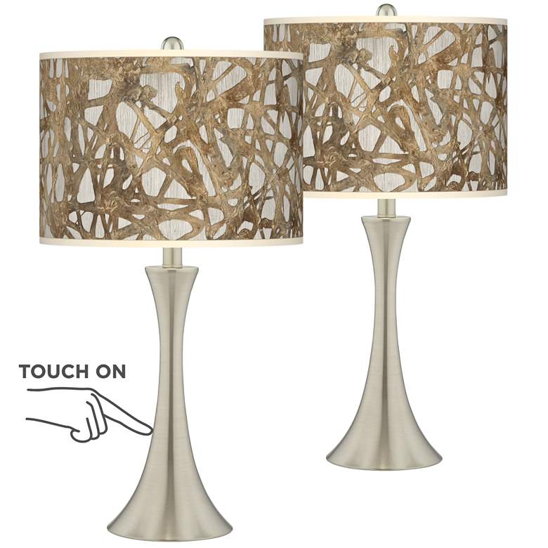 Image 1 Organic Nest Trish Brushed Nickel Touch Table Lamps Set of 2
