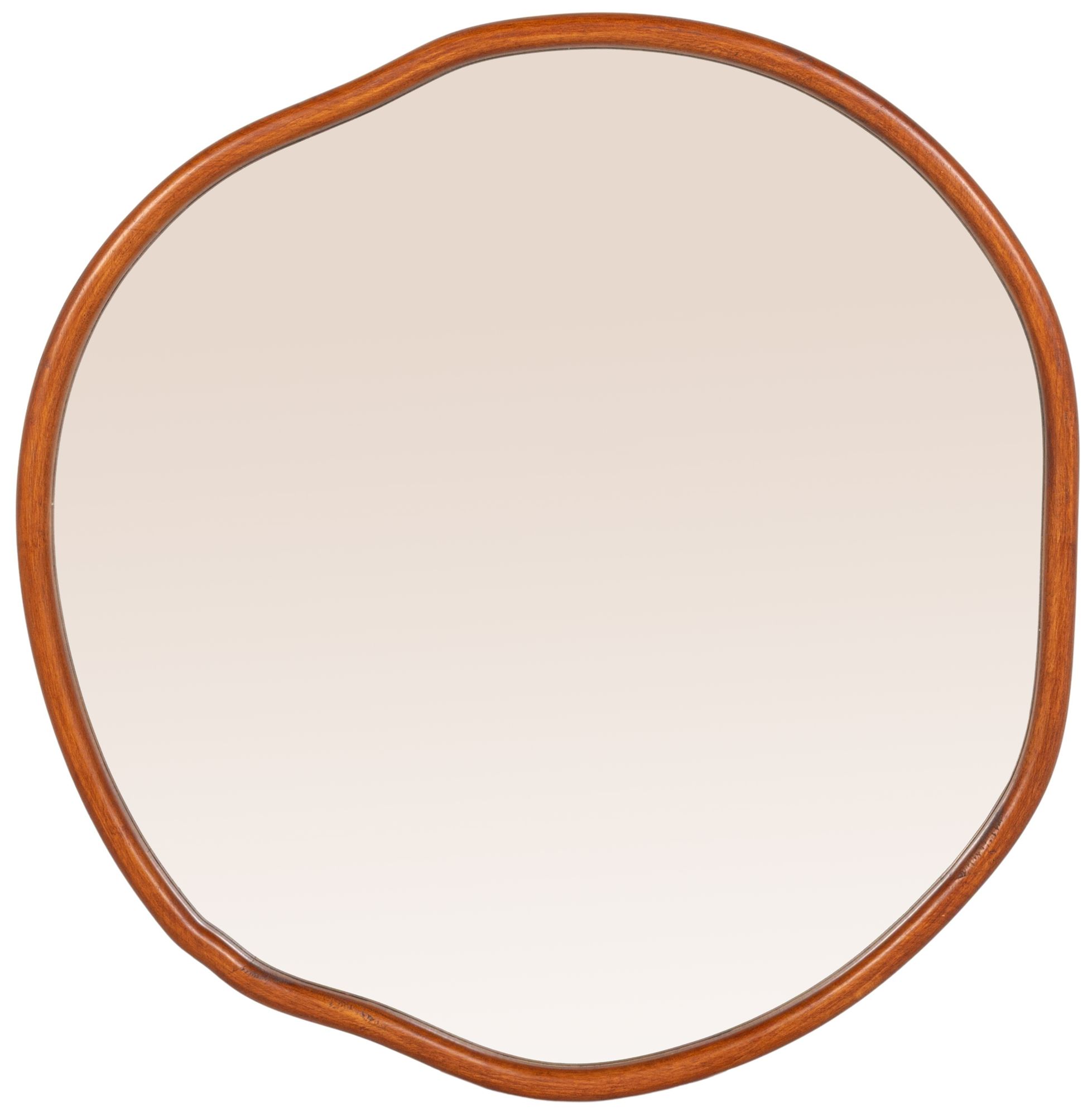 Image 2 Organic Wall Mirror with Wood Frame, Walnut Finish