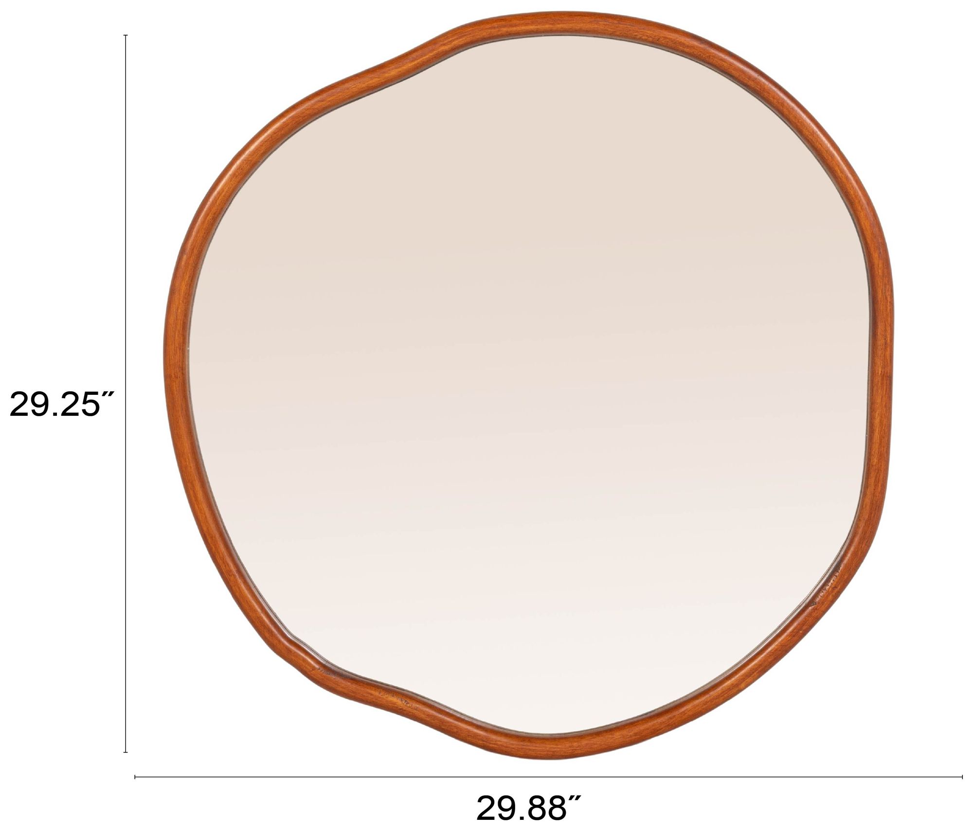 Image 4 Organic Wall Mirror with Wood Frame, Walnut Finish more views