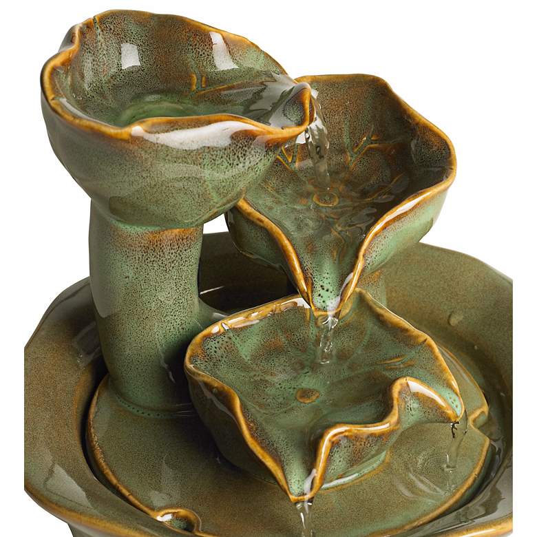 Image 6 Organic Water Lily Ceramic 8 inch High Tabletop Fountain more views