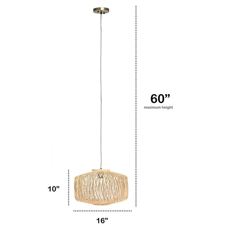 Image 7 Organix 16 inch Wide Modern Natural Rattan Weave Pendant Light more views