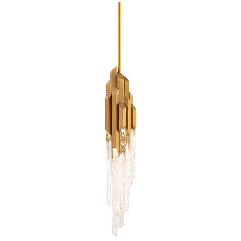 Image 1 Organza 19.5"H x 3.5"W 15-Light Crystal Pendant in Aged Brass