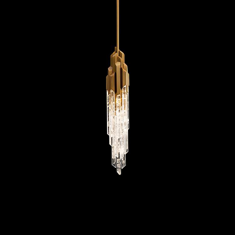 Image 3 Organza 19.5"H x 3.5"W 15-Light Crystal Pendant in Aged Brass more views