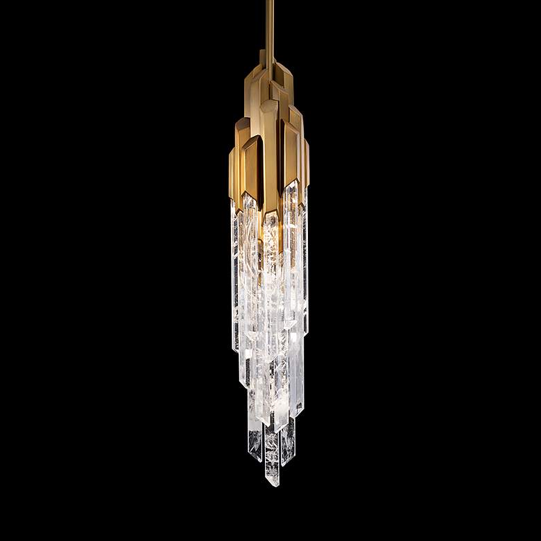 Image 4 Organza 19.5"H x 3.5"W 15-Light Crystal Pendant in Aged Brass more views