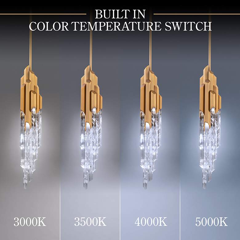 Image 5 Organza 19.5"H x 3.5"W 15-Light Crystal Pendant in Aged Brass more views