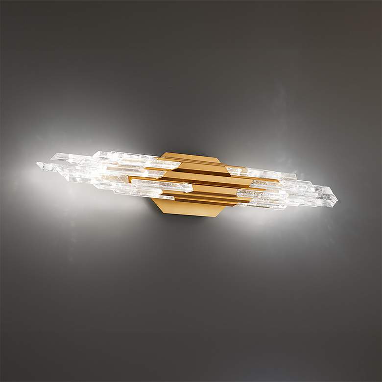 Image 1 Organza 5.25"H x 28"W 1-Light Crystal Bath Bar in Aged Brass