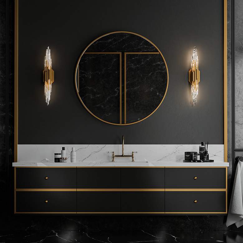Image 7 Organza 5.25"H x 28"W 1-Light Crystal Bath Bar in Aged Brass more views