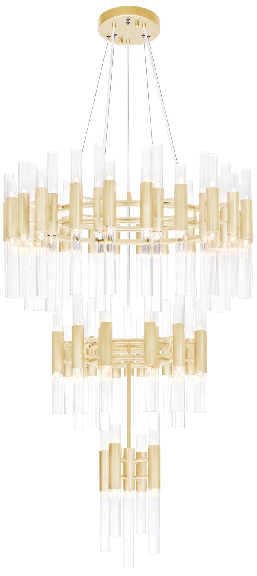 Orgue 123 Light 32in Satin Gold Chandelier
