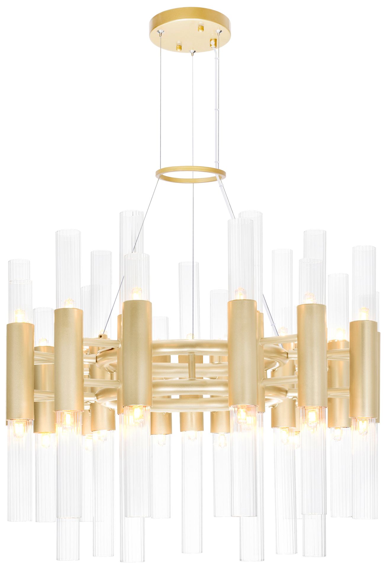 Orgue 42 Light 20in Satin Gold Chandelier