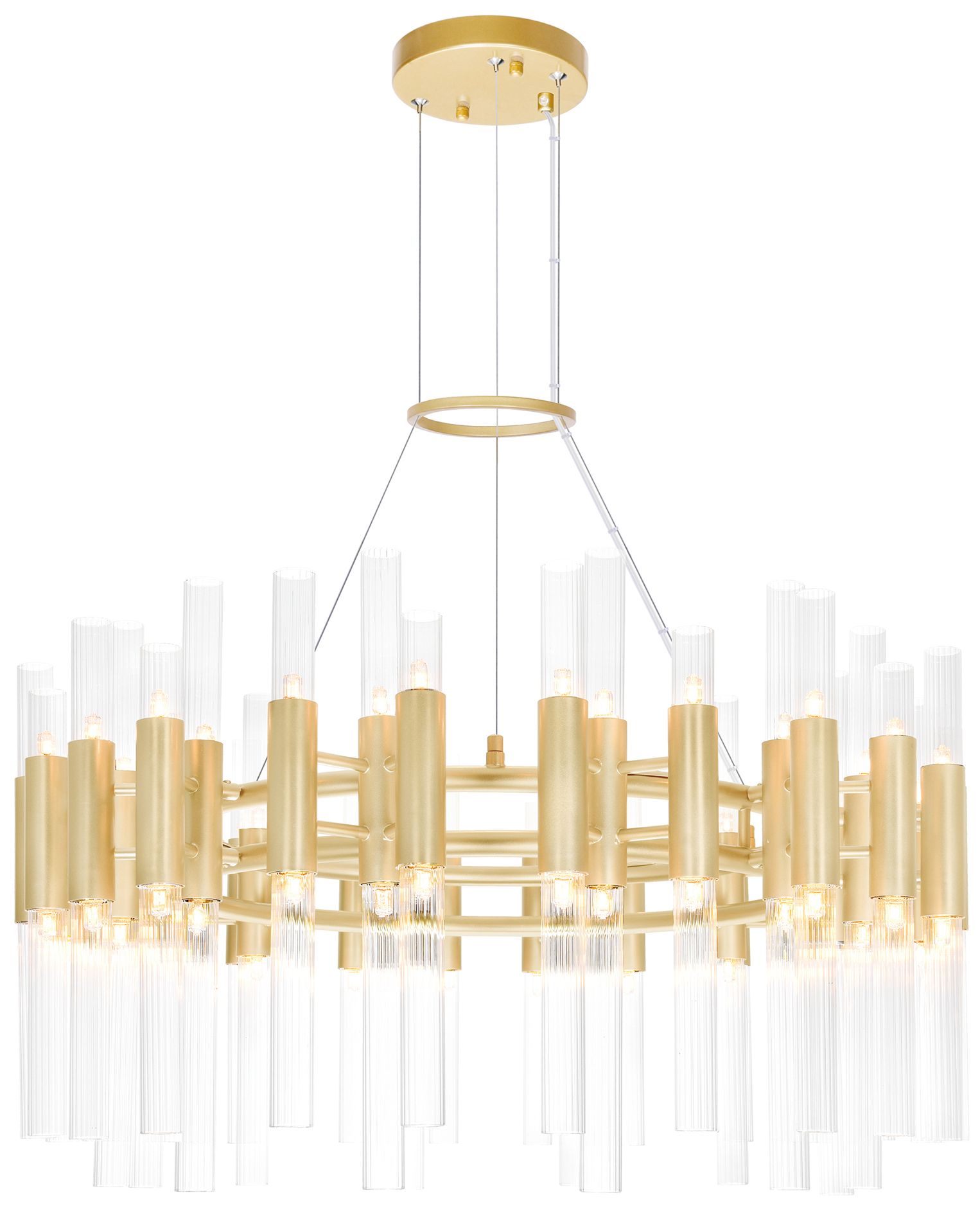 Orgue 72 Light 32in Satin Gold Chandelier