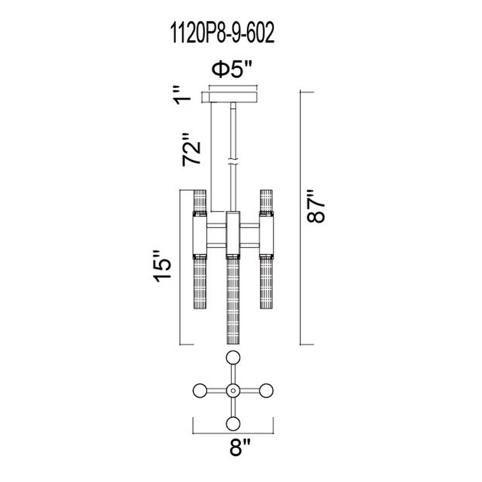 Image 6 Orgue 8" Wide Satin Gold Multi-Light Pendant more views