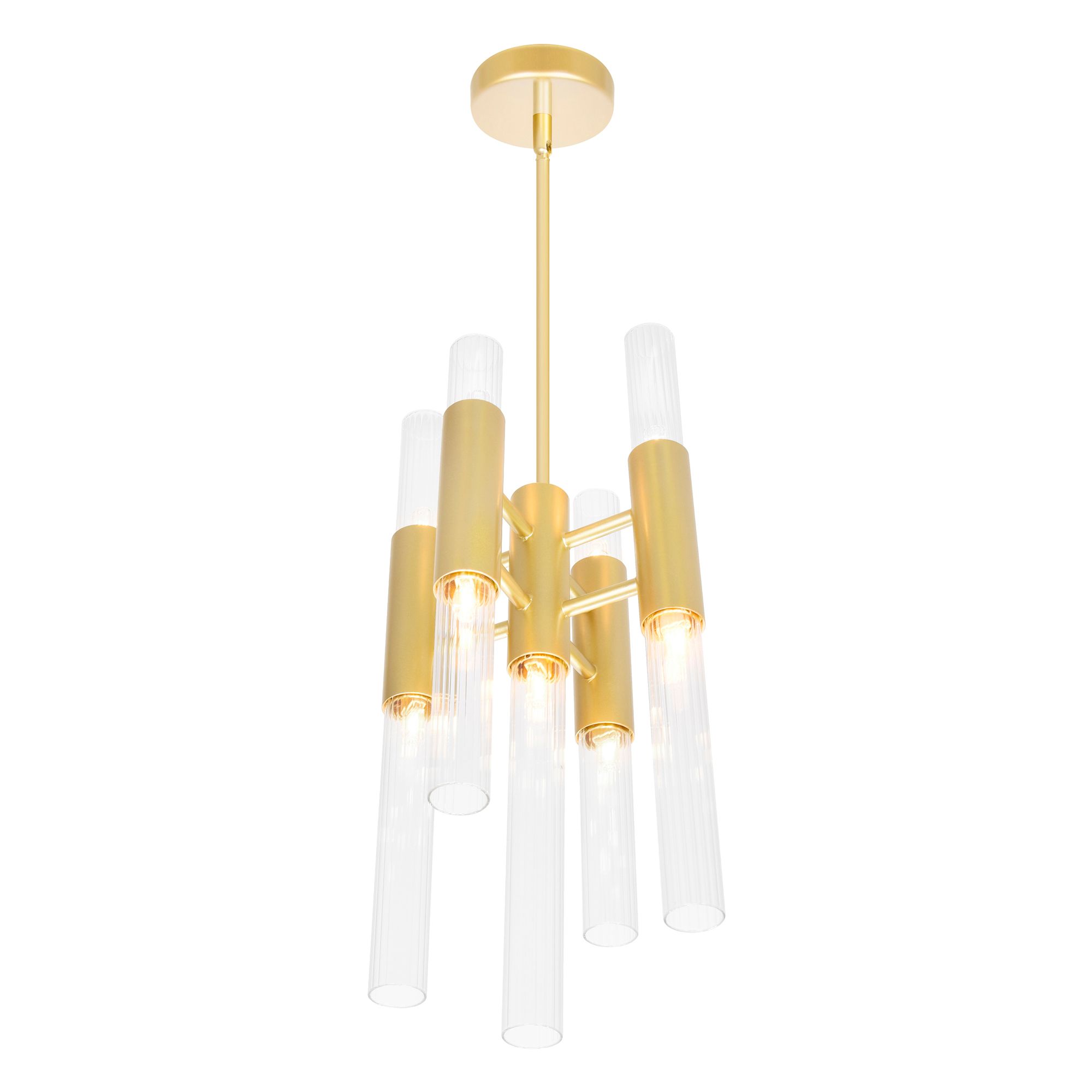 Image 2 Orgue 9 Light 8in Satin Gold Mini Pendant more views