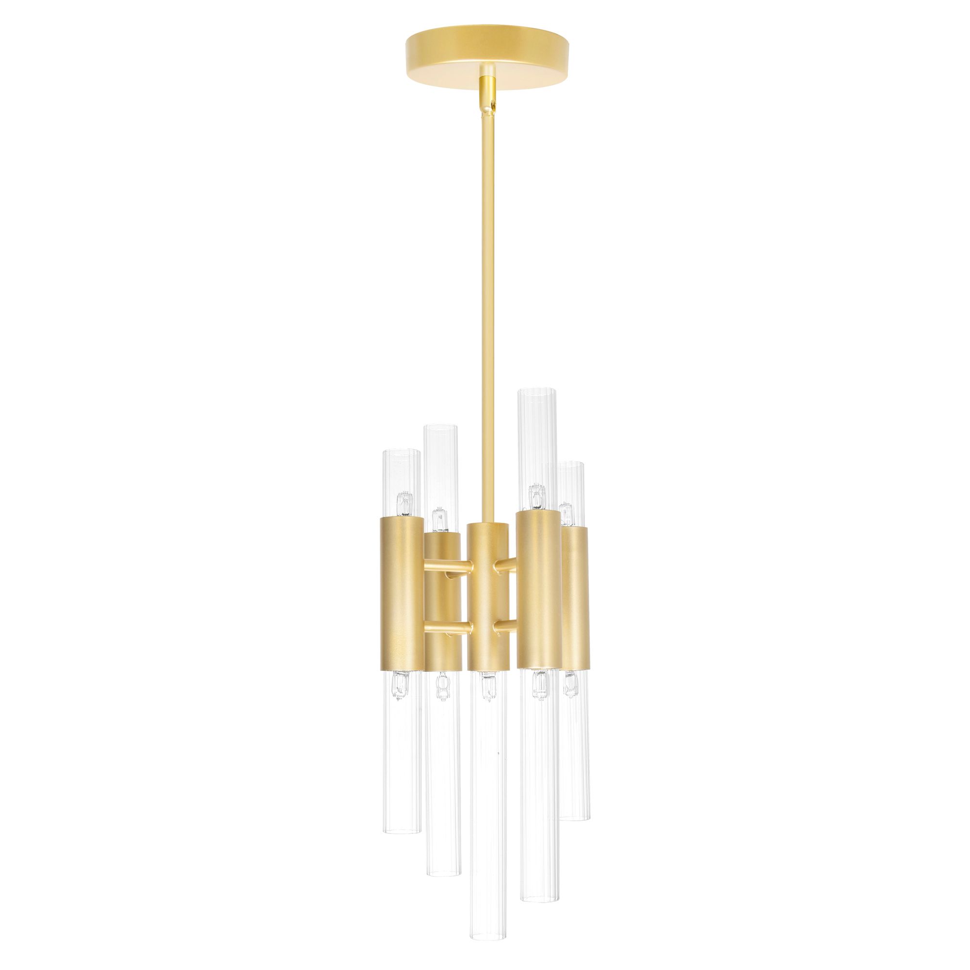 Image 5 Orgue 9 Light 8in Satin Gold Mini Pendant more views