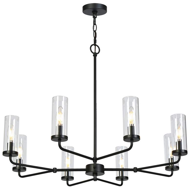 Image 1 Oriame 31.5" Wide Black 8-Light Wheel Chandelier