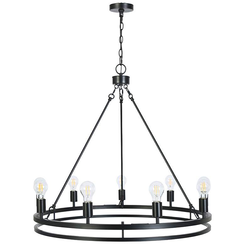 Image 1 Oriame 31.9" Wide Black 9-Light Wheel Chandelier