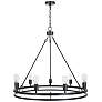 Oriame 31.9" Wide Black 9-Light Wheel Chandelier