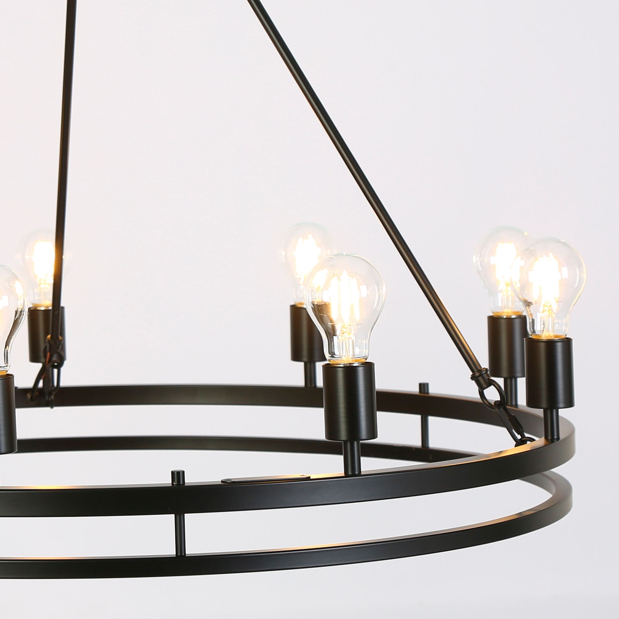 Image 4 Oriame 31.9" Wide Black 9-Light Wheel Chandelier more views