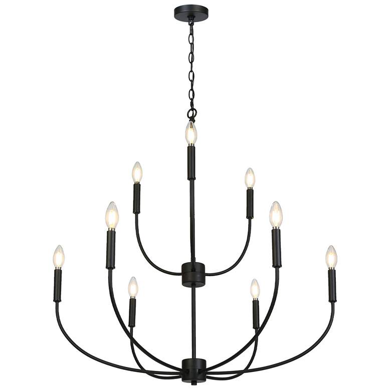 Image 1 Oriame 32.3" Wide Black 9-Light Chandelier