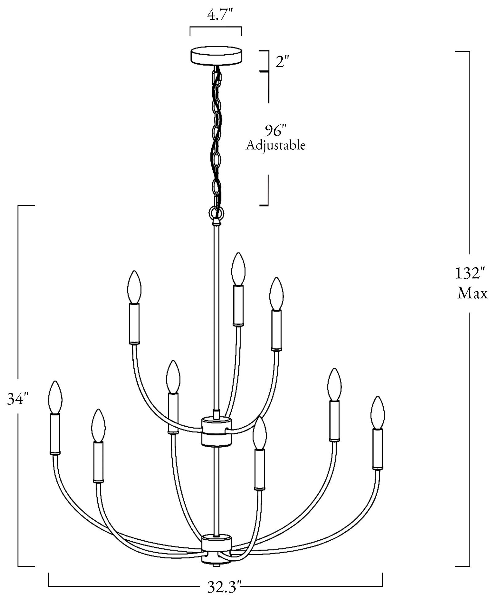 Image 2 Oriame 32.3" Wide Black 9-Light Chandelier more views