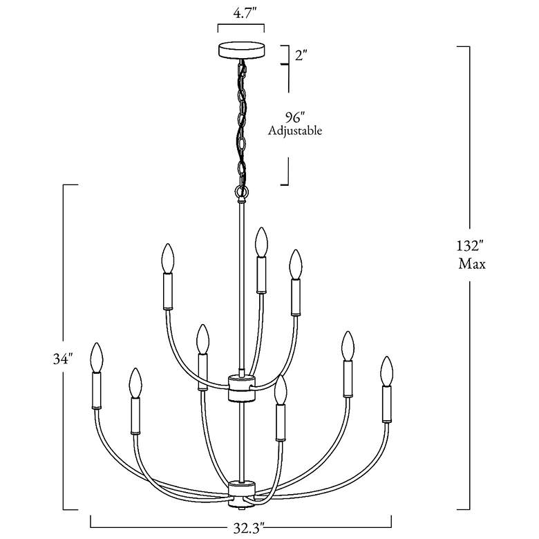 Image 2 Oriame 32.3" Wide Black 9-Light Chandelier more views
