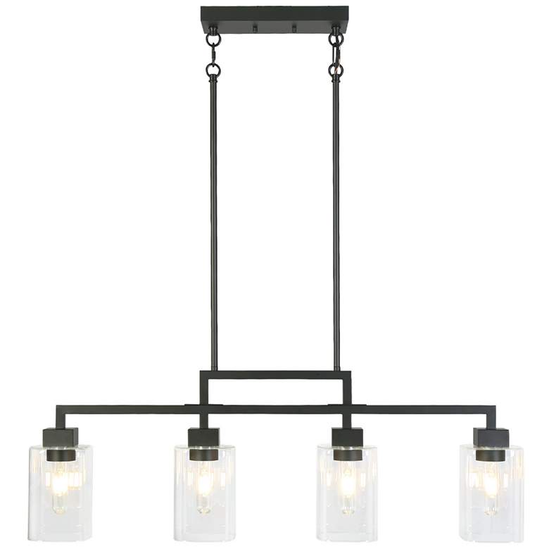 Image 1 Oriame 34.5" Wide Black 4-Light Glass Island Chandelier