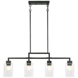 Oriame 34.5" Wide Black 4-Light Glass Island Chandelier