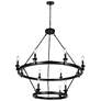 Oriame 39.4" Wide Black 12-Light 2 Tier Wheel Chandelier