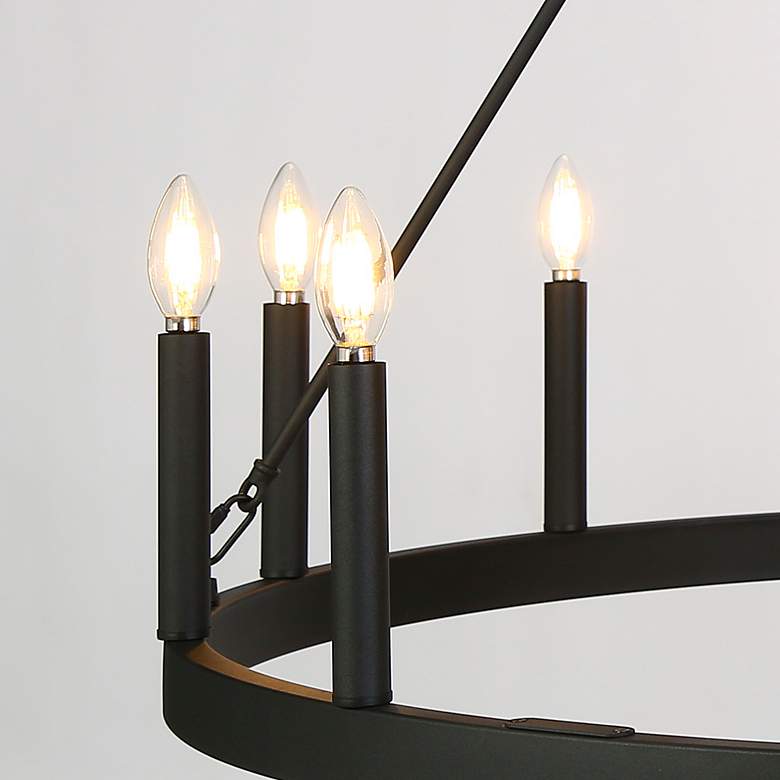 Image 5 Oriame 39.4" Wide Black 12-Light Wheel Chandelier more views