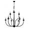 Oriame 39.4" Wide Black 9-Light Candle Chandelier