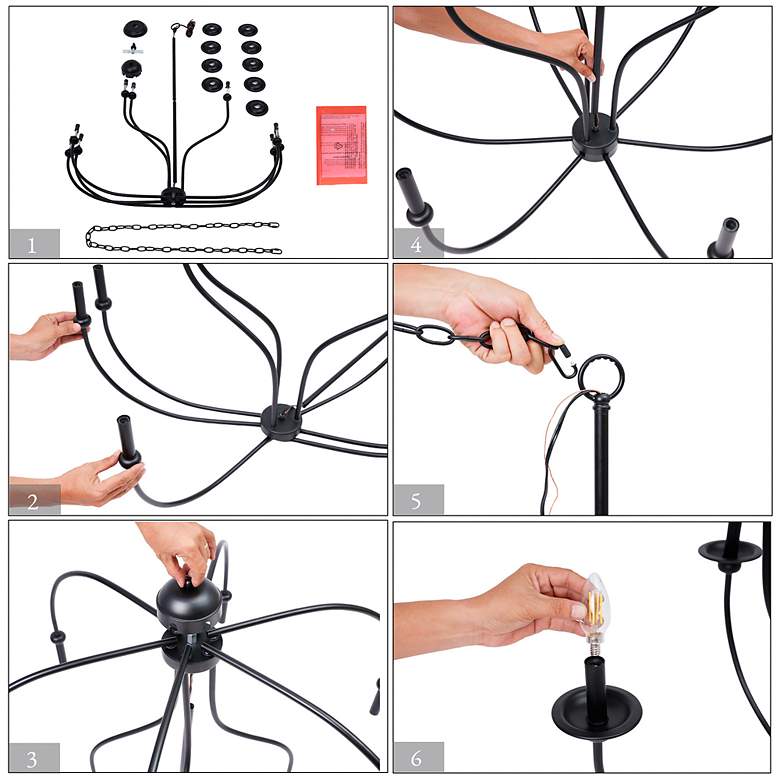 Image 6 Oriame 39.4" Wide Black 9-Light Candle Chandelier more views