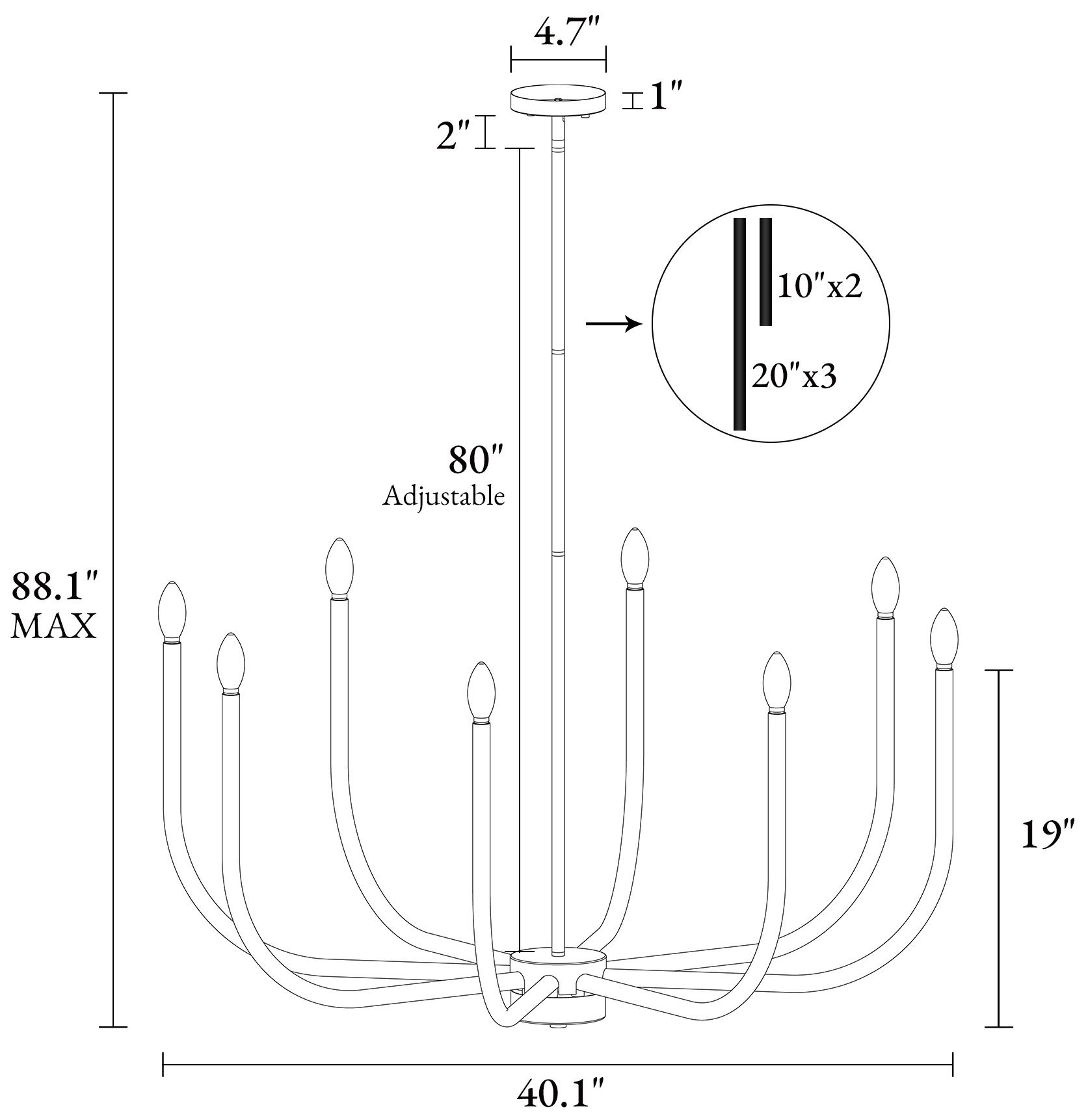 Image 2 Oriame 40.1" Wide Black 8-Light Chandelier more views