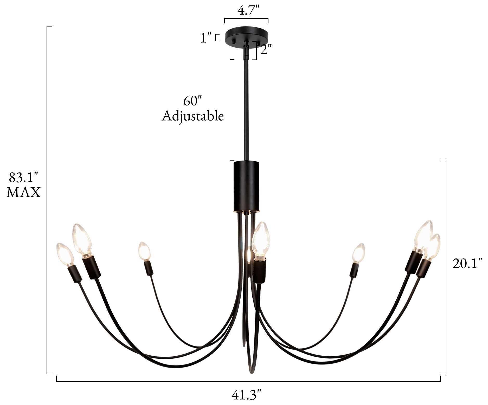 Image 2 Oriame 41.3" Wide Black 8-Light Chandelier more views