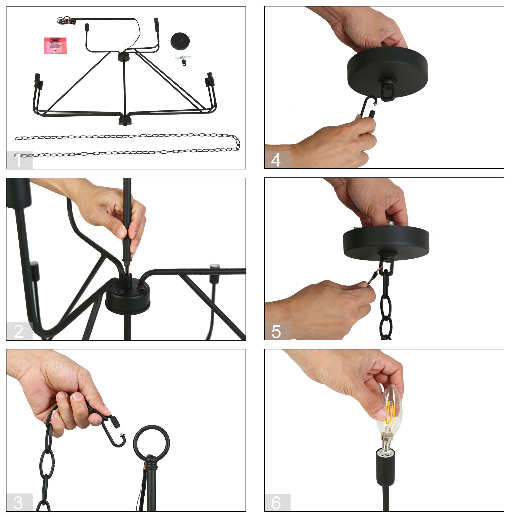 Image 7 Oriame 41.3" Wide Black 9-Light Chandelier more views