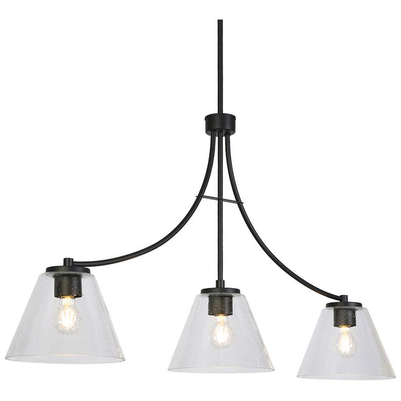 Image 1 Oriame 42.1" Wide Black 3-Light Cone Glass Island Chandelier