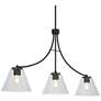 Oriame 42.1" Wide Black 3-Light Cone Glass Island Chandelier