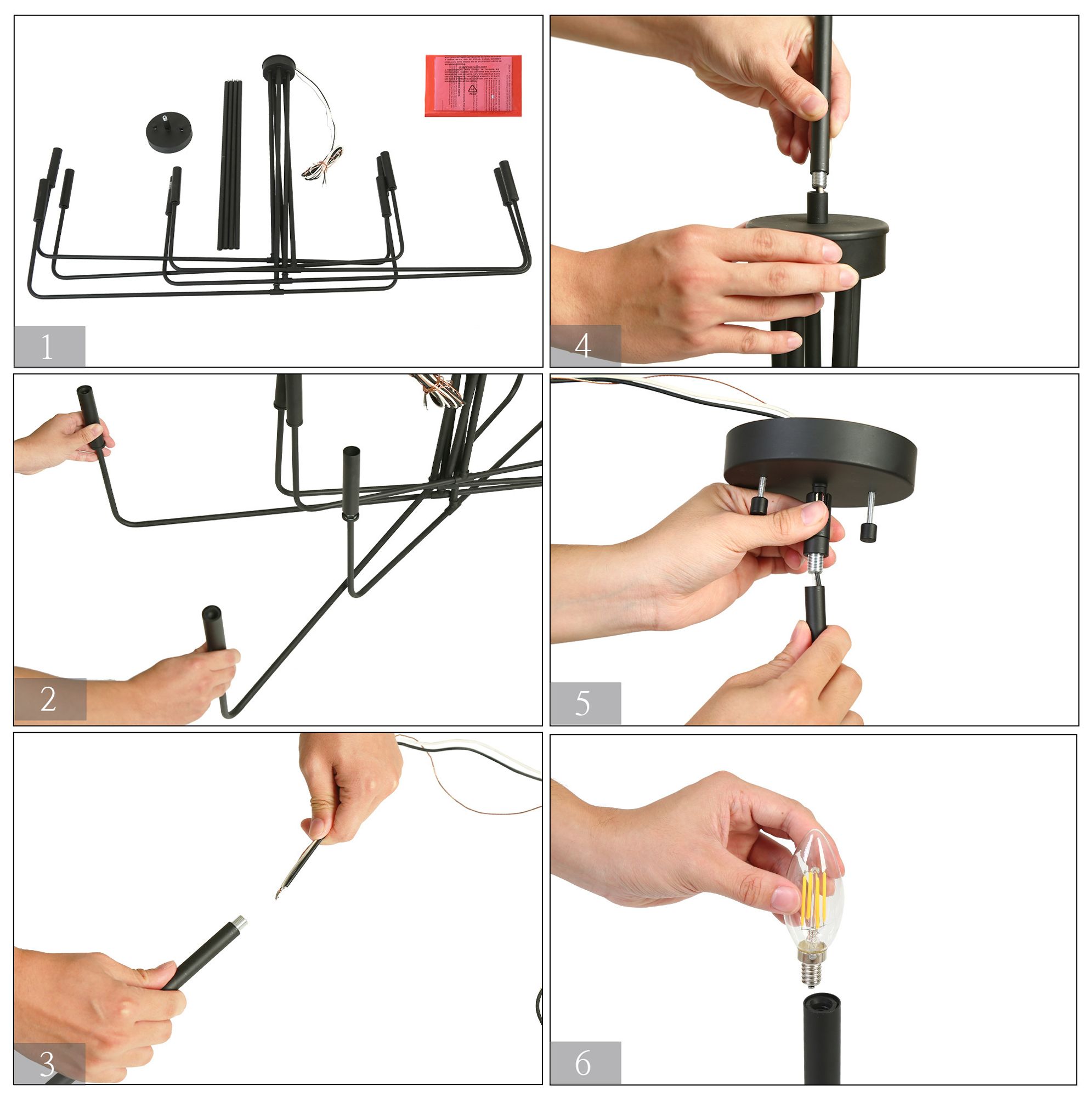 Image 7 Oriame 43.3" Wide Black 10-Light Chandelier more views