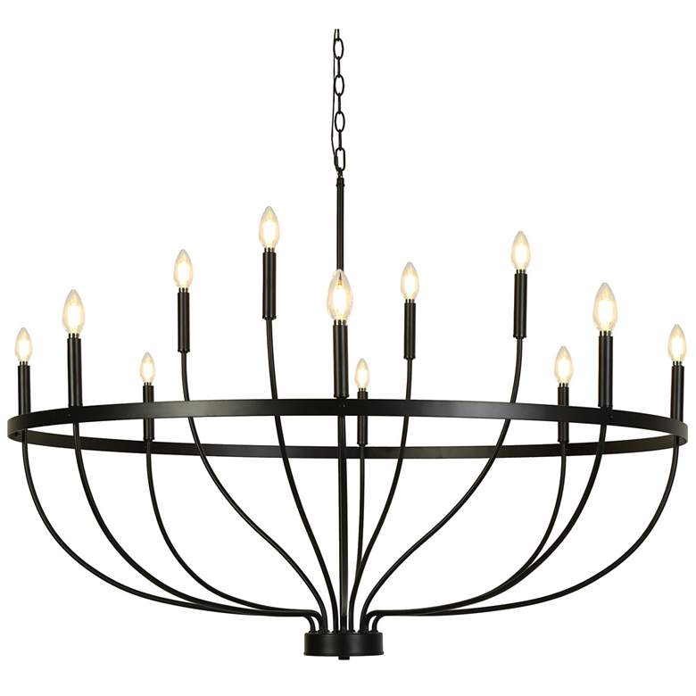 Image 1 Oriame 47.2" Wide Black 12-Light Candle Chandelier